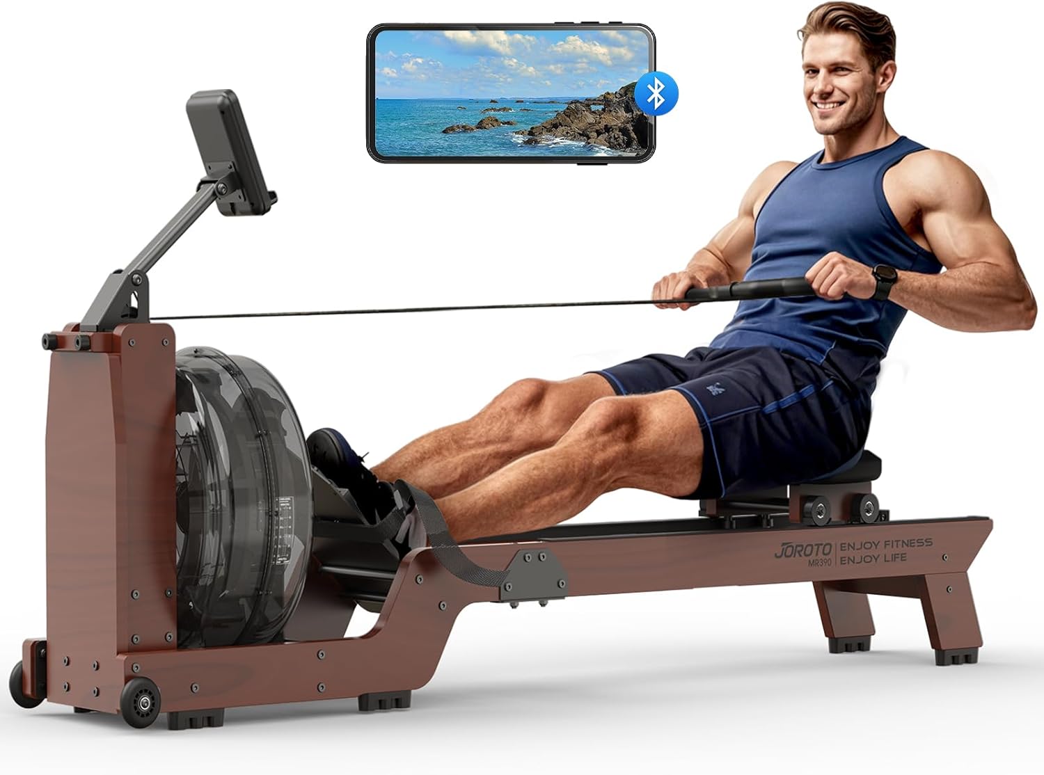 JOROTO MR380/MR390 Rudergerät: Eichenholz, 28L Tank, Bluetooth Monitor