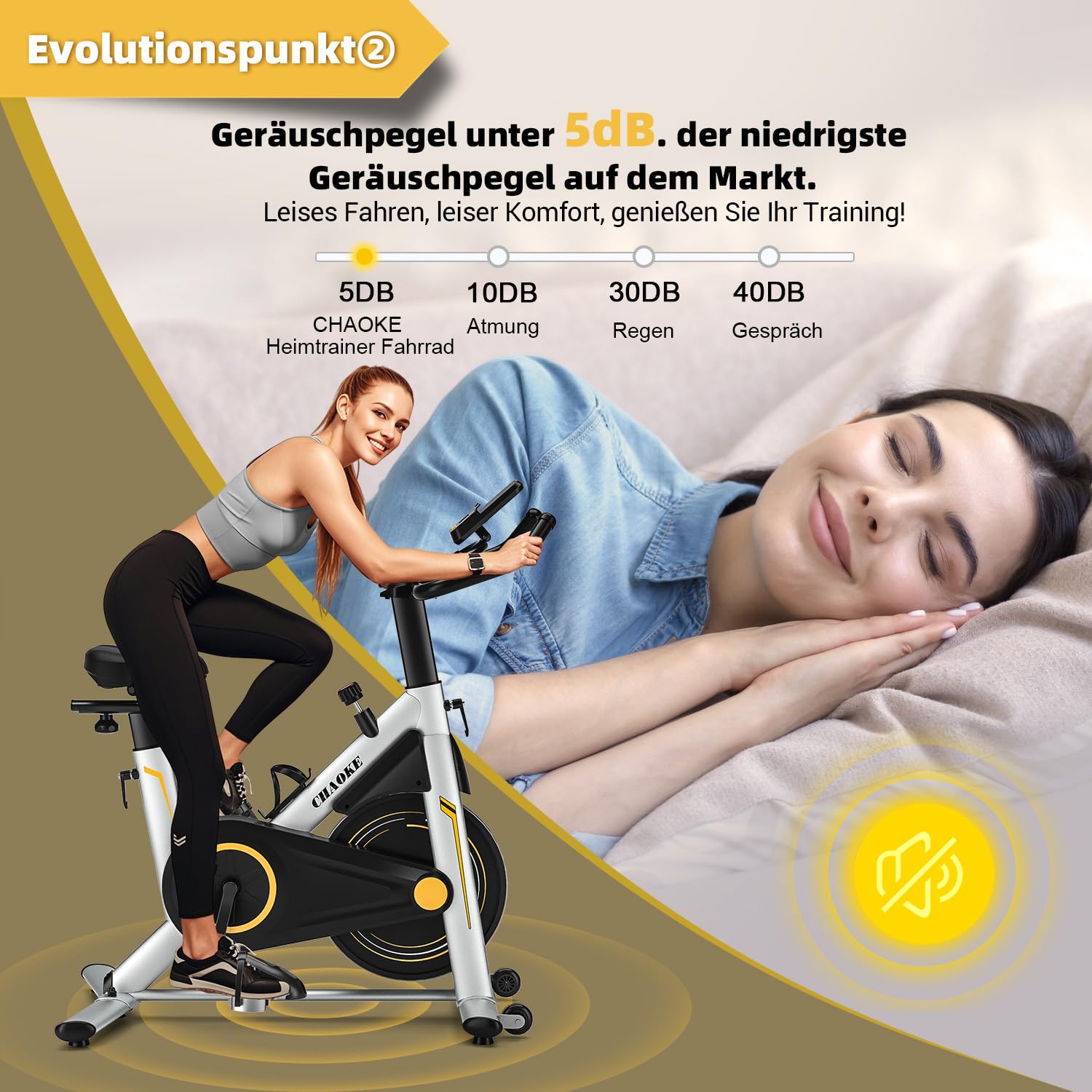 2025 NEU Heimtrainer Fahrrad mit App, CHAOKE Profi Ultra-Leiser Ergometer Heimtrainer mit Magnetwiderstand, Superweichem und Atmungsaktivem Sitz, Indoor-Hometrainer mit Y-Stabil-Basis, Bis 160KG