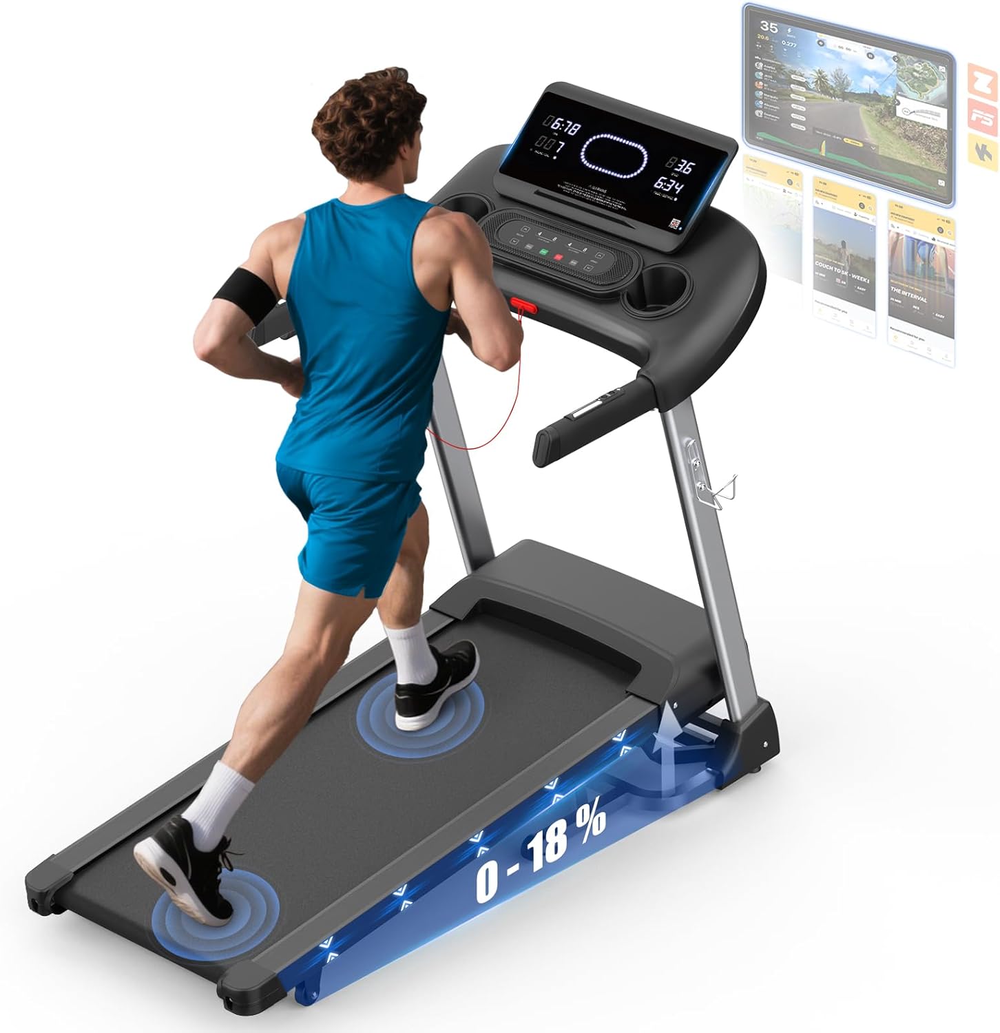 Kitopa Laufband: Hochgeschwindig, 7 PS, große Lauffläche, klappbar