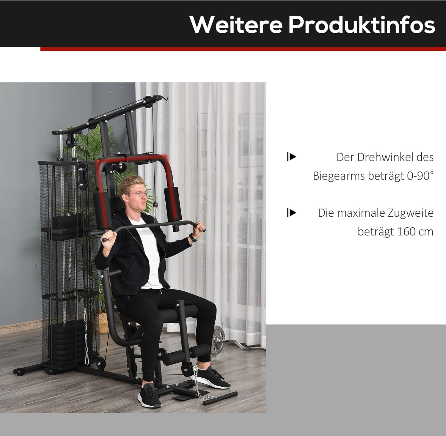 HOMCOM Kraftstation: Multifunktional mit Latzug, Butterfly und 45 kg Gewichten