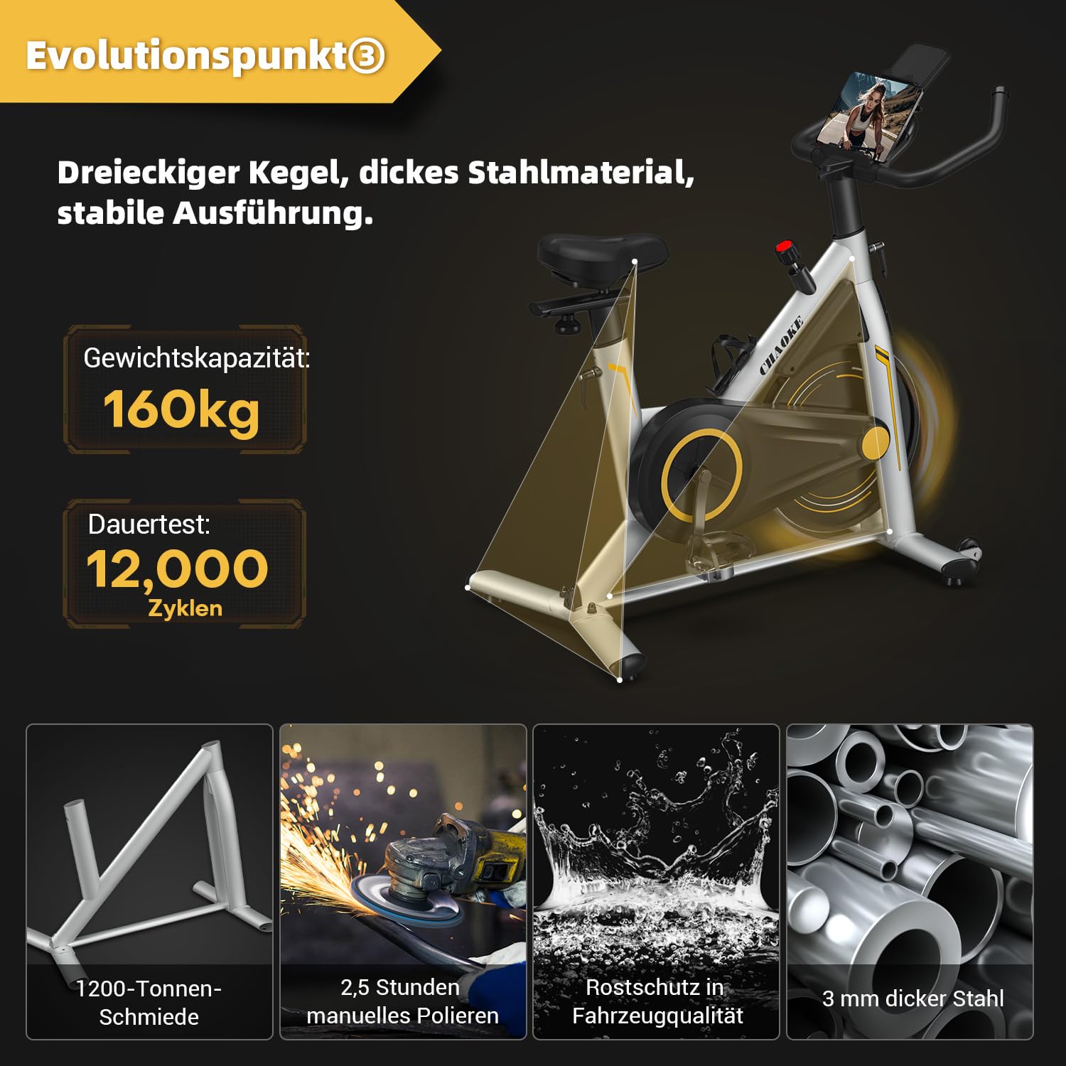 2025 NEU Heimtrainer Fahrrad mit App, CHAOKE Profi Ultra-Leiser Ergometer Heimtrainer mit Magnetwiderstand, Superweichem und Atmungsaktivem Sitz, Indoor-Hometrainer mit Y-Stabil-Basis, Bis 160KG