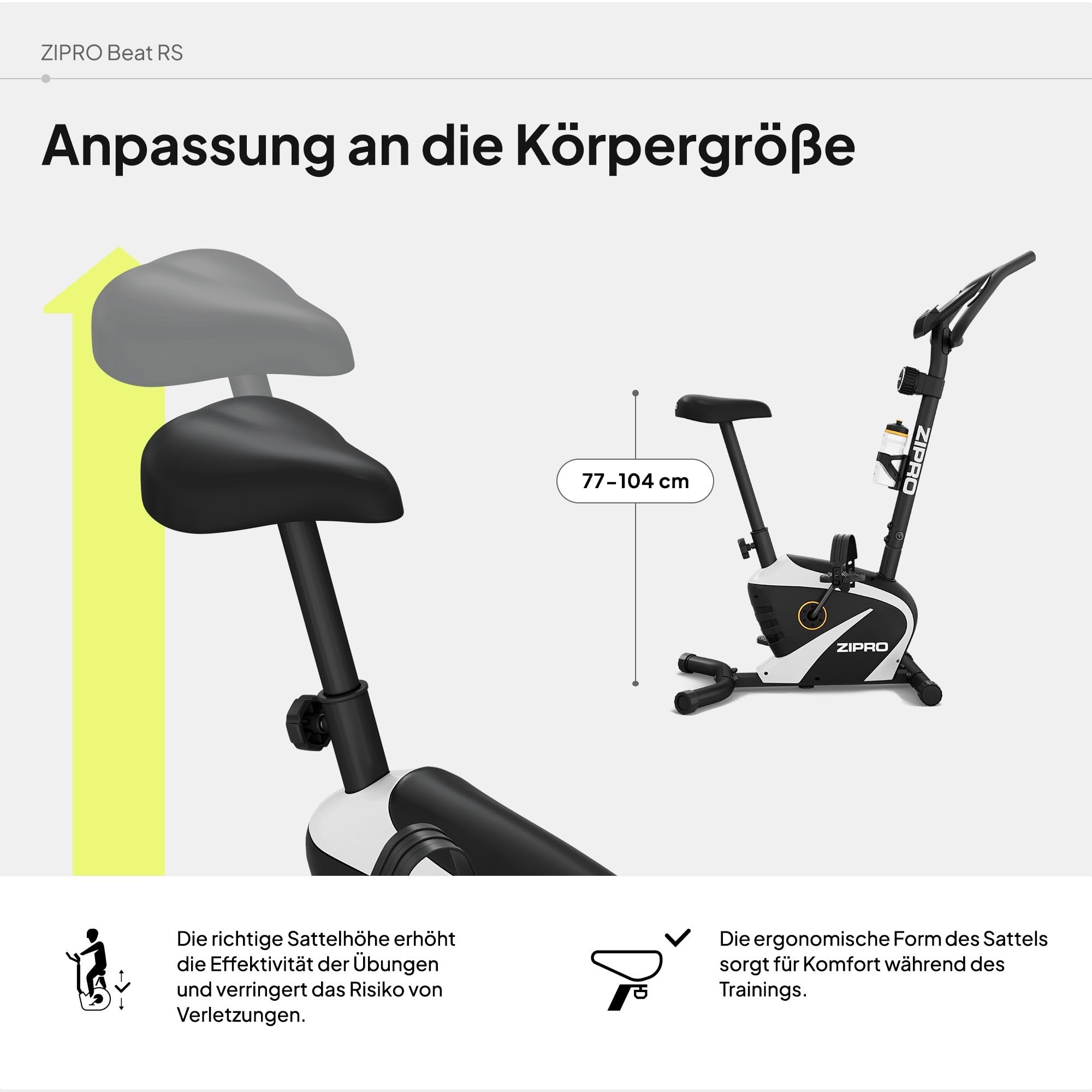 Zipro Heimtrainer Fahrrad Beat RS, Ergometer Fitnessbikes, Magnetisches Fahrradtrainer, Ergometer Fahrrad bis 120kg, Indoor Bike, Trainingsfahrrad für zuhause, Fahrradergometer Batteriebetrieben