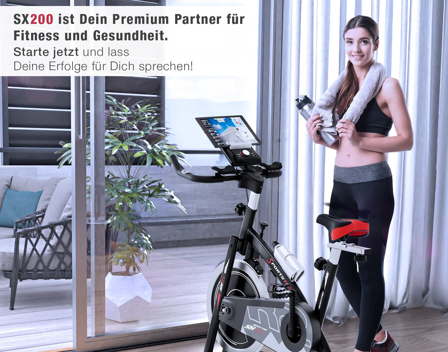 Sportstech Ergometer Heimtrainer mit 22KG Schwungrad & Multiplayer APP | Hometrainer Fahrrad für Zuhause | Trainingsgeräte für das Ausdauertraining | Fitness Exercise Bike SX200 (SX200 grau)