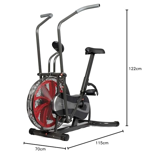SportPlus Air Bike mit Luftwiderstand und Riemenbremssystem - effizienter HIIT Heimtrainer für Arme und Beine, mit Trainingscomputer, sicher & stabil bis 100kg, kompakte Maße, SP-FB-1000