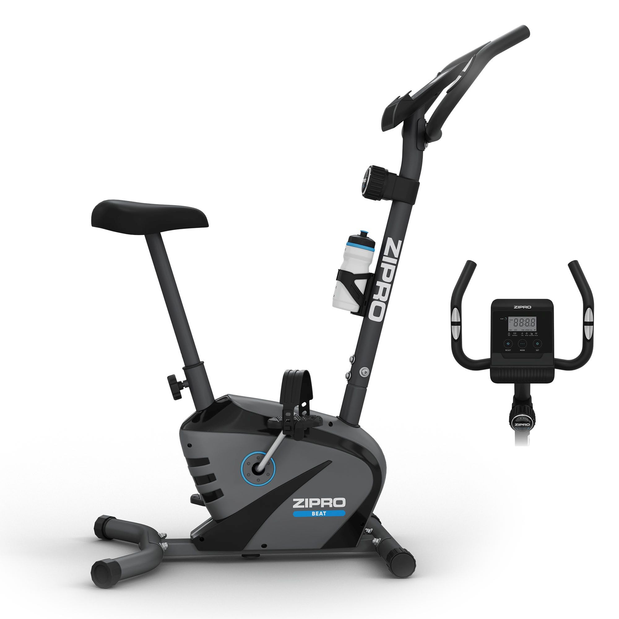 Zipro Heimtrainer Fahrrad Beat, Ergometer Fitnessbikes, Magnetisches Fahrradtrainer, Ergometer Fahrrad bis 120kg, Indoor Bike, Trainingsfahrrad für zuhause, Fahrradergometer Batteriebetrieben