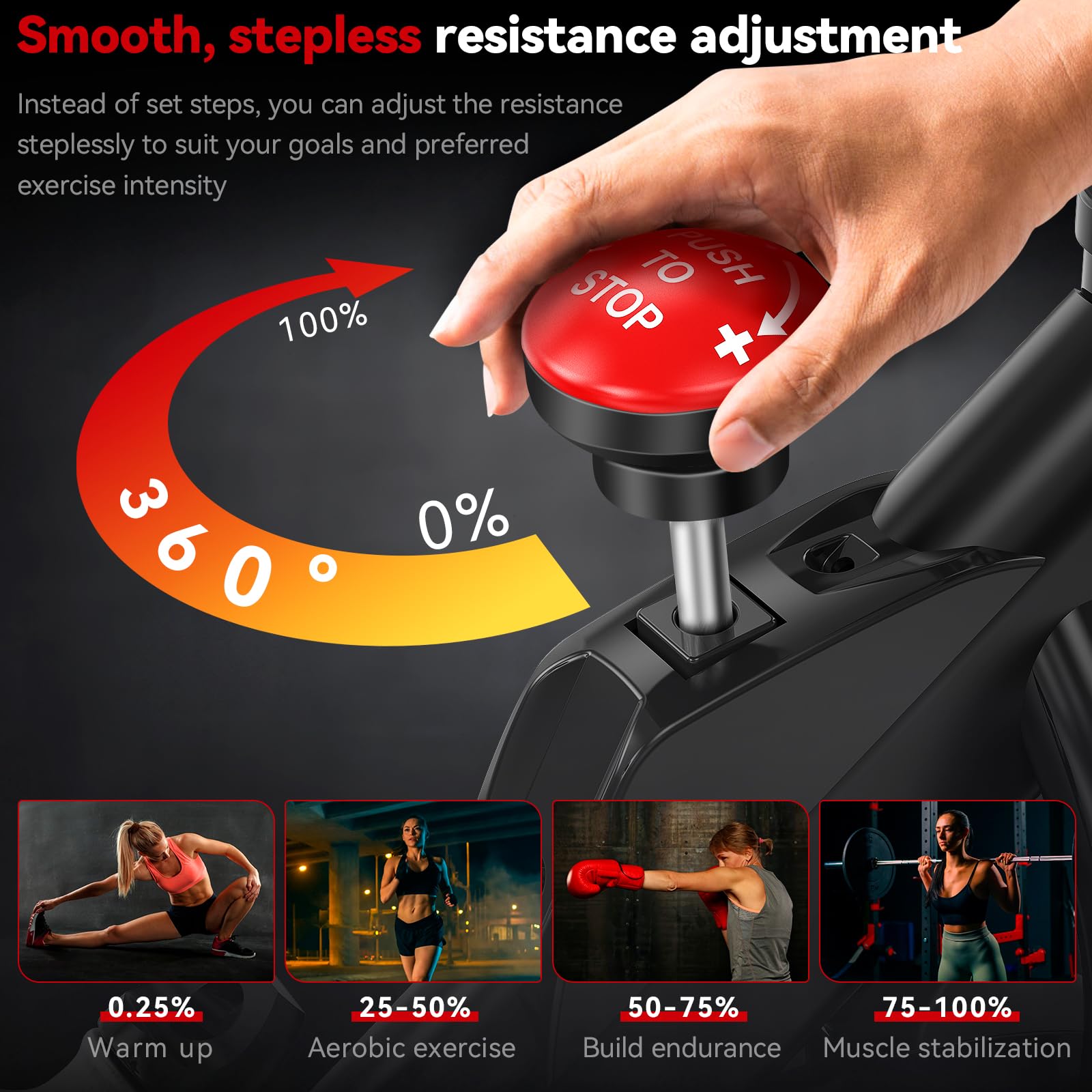 Heimtrainer Fahrrad mit Magnetischem Widerstand, Indoor Fitnessbike mit Schwere Schwungrad,Herzfrequenzmonitor LCD Monitor,Stille Stationäre Fahrräder für zu Hause,Max 150kg (Rot)