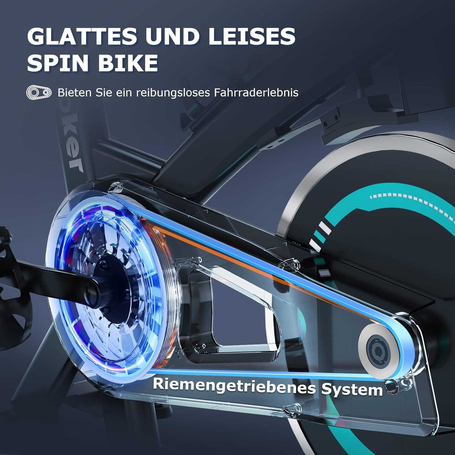 Wenoker Heimtrainer Fahrrad, Indoor Cycling Bike mit LCD-Monitor, Heimtrainer mit Pad-Halterung, Stationäres Fitnessbike für Zuhause Kardio Training, Bis 140KG
