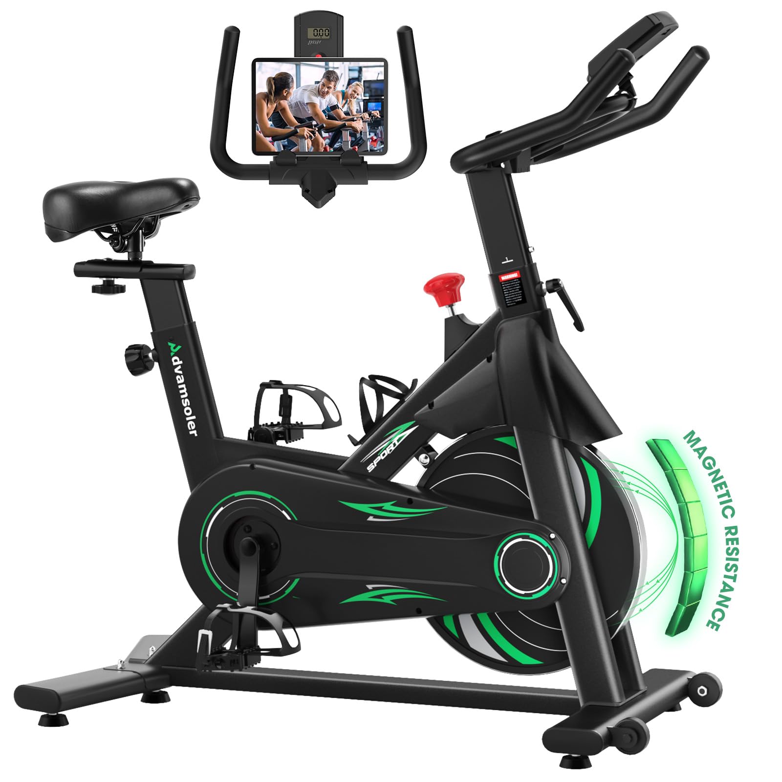 Advamsoler Neu Heimtrainer Fahrrad mit Magnetischem Widerstand, Leises Fitness Fahrrad für Zuhause, Indoor Kardio Training Spinning Bike Fitnessbikes mit LCD Display & Tablet-Halter, Bis 160KG