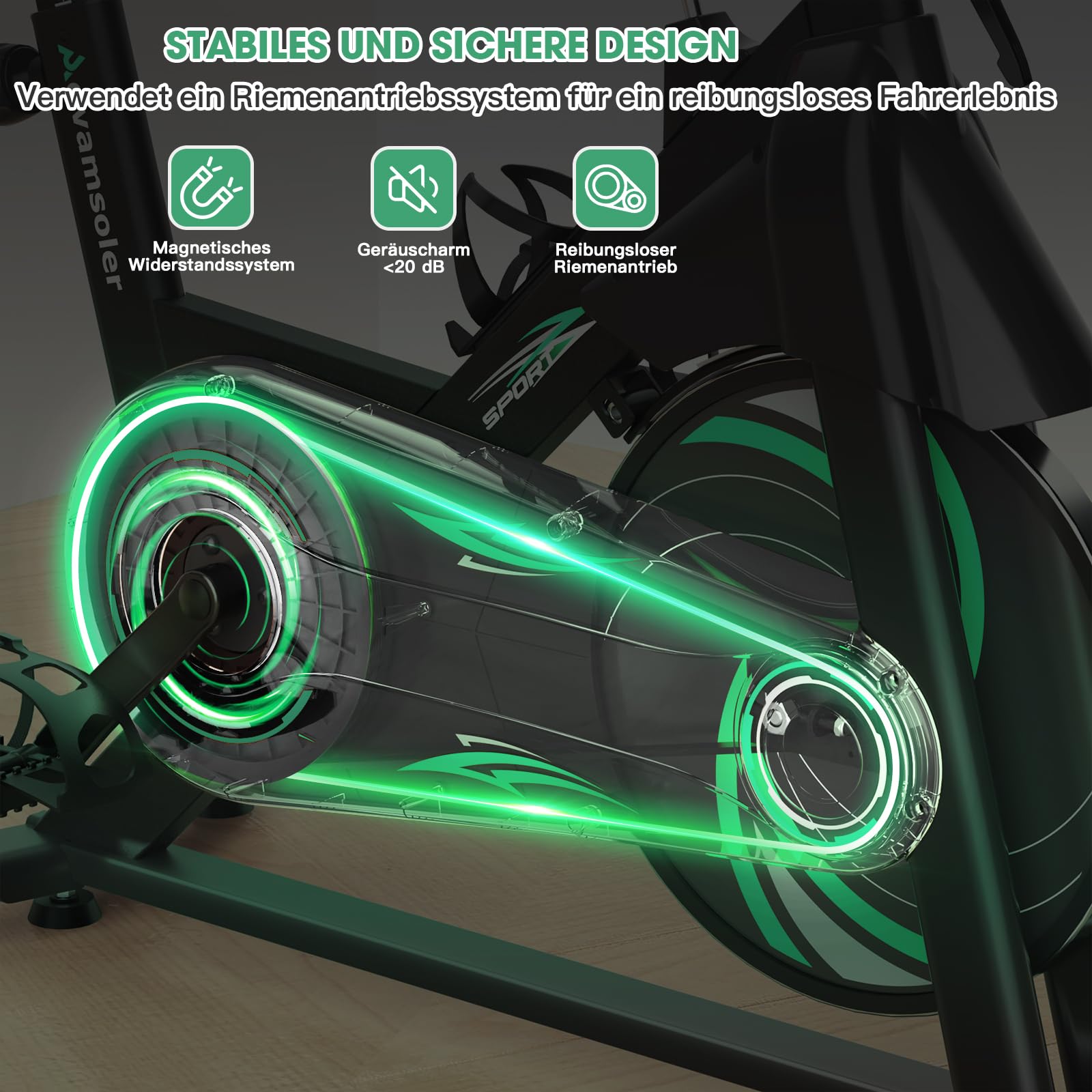 Advamsoler Neu Heimtrainer Fahrrad mit Magnetischem Widerstand, Leises Fitness Fahrrad für Zuhause, Indoor Kardio Training Spinning Bike Fitnessbikes mit LCD Display & Tablet-Halter, Bis 160KG