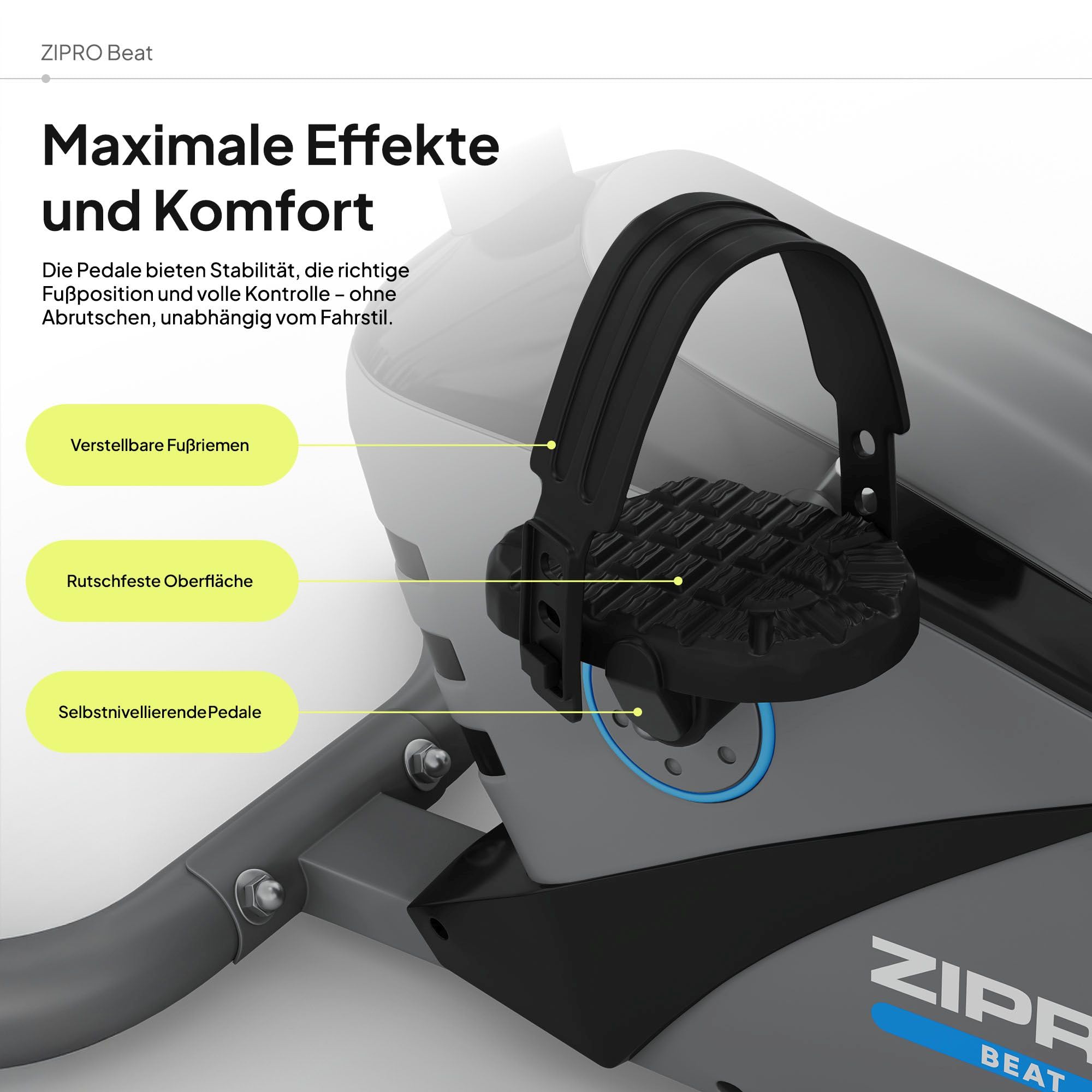 Zipro Heimtrainer Fahrrad Beat, Ergometer Fitnessbikes, Magnetisches Fahrradtrainer, Ergometer Fahrrad bis 120kg, Indoor Bike, Trainingsfahrrad für zuhause, Fahrradergometer Batteriebetrieben