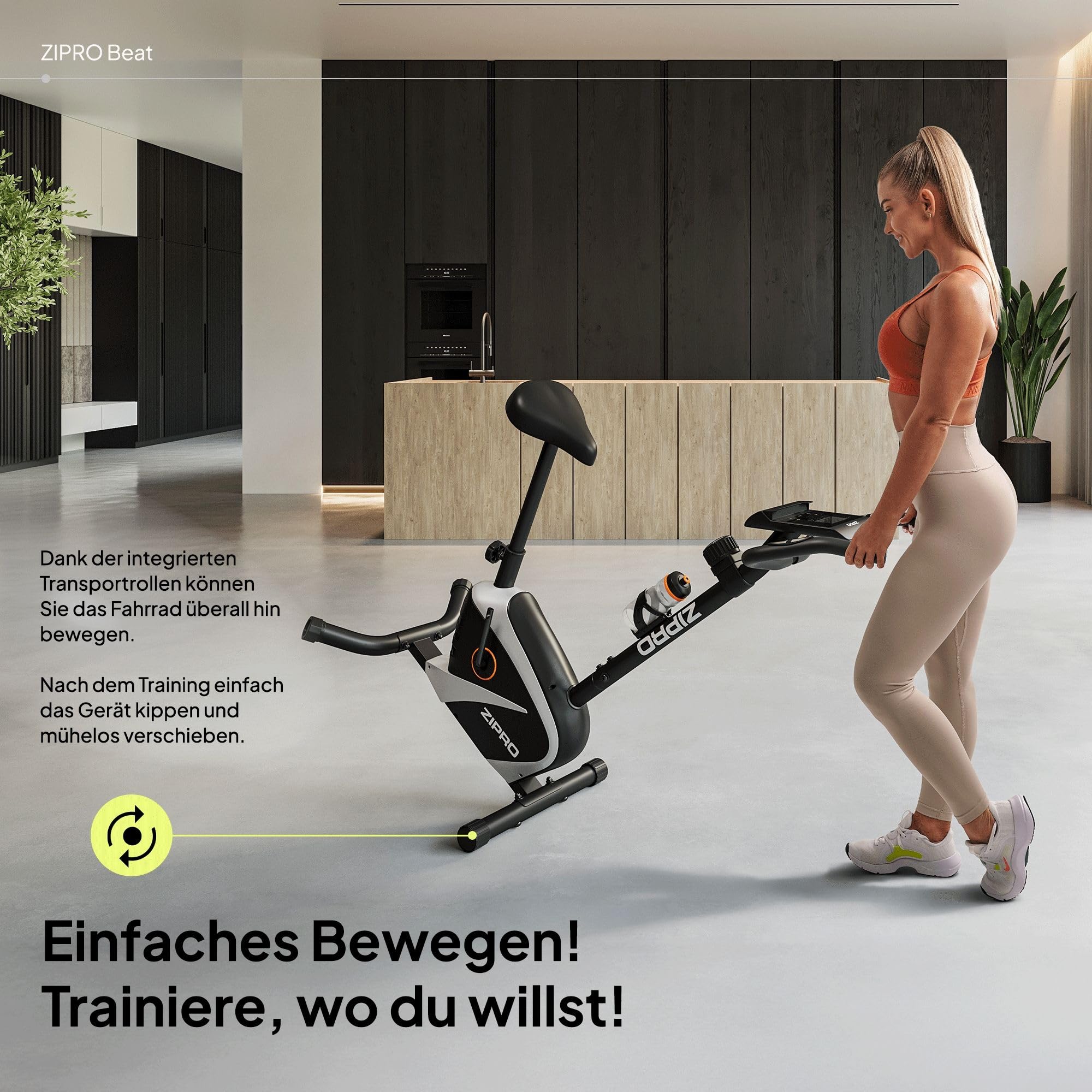 Zipro Heimtrainer Fahrrad Beat RS, Ergometer Fitnessbikes, Magnetisches Fahrradtrainer, Ergometer Fahrrad bis 120kg, Indoor Bike, Trainingsfahrrad für zuhause, Fahrradergometer Batteriebetrieben