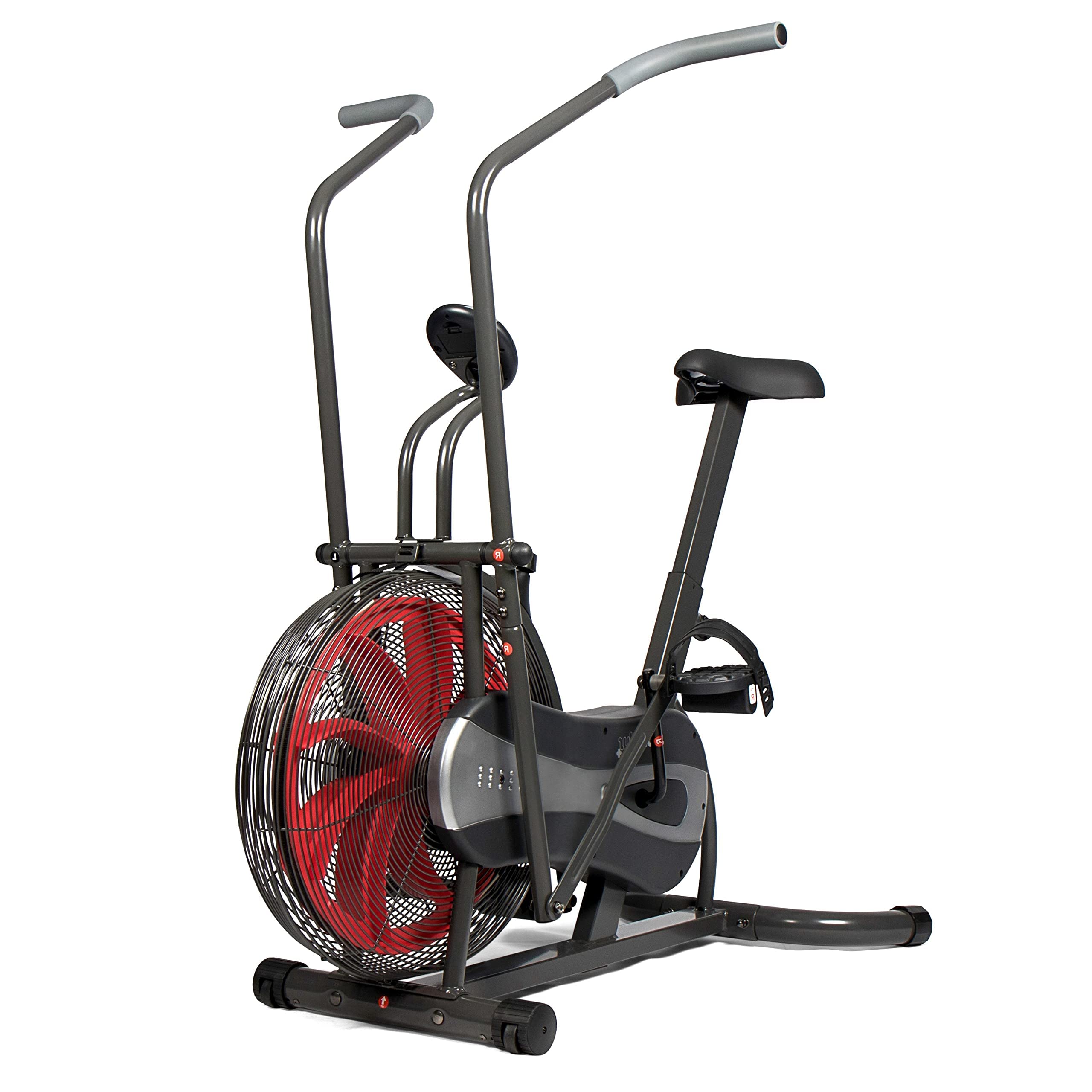 SportPlus Air Bike mit Luftwiderstand und Riemenbremssystem - effizienter HIIT Heimtrainer für Arme und Beine, mit Trainingscomputer, sicher & stabil bis 100kg, kompakte Maße, SP-FB-1000